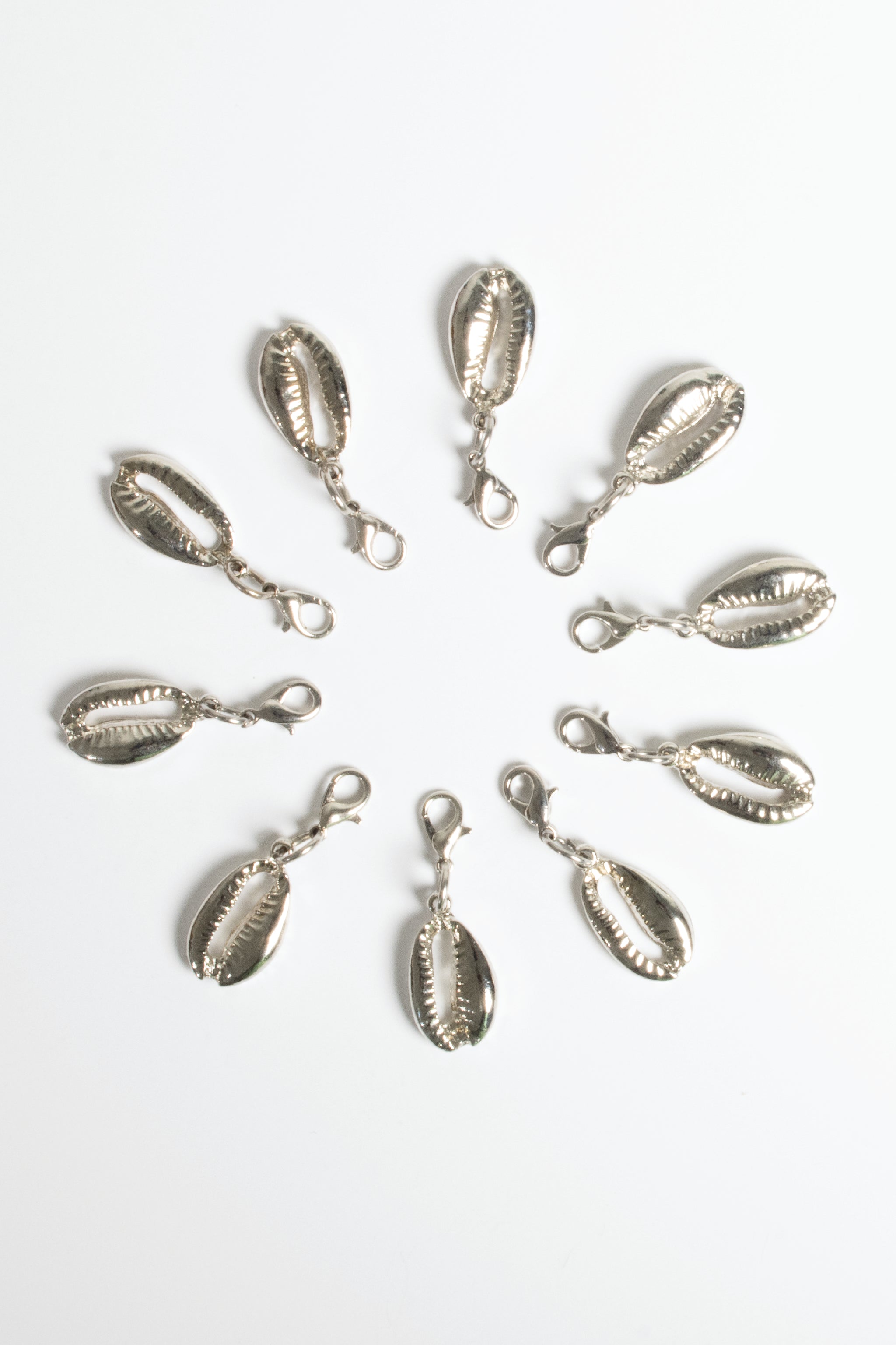 Silver Cowrie Shell Crochet Charms