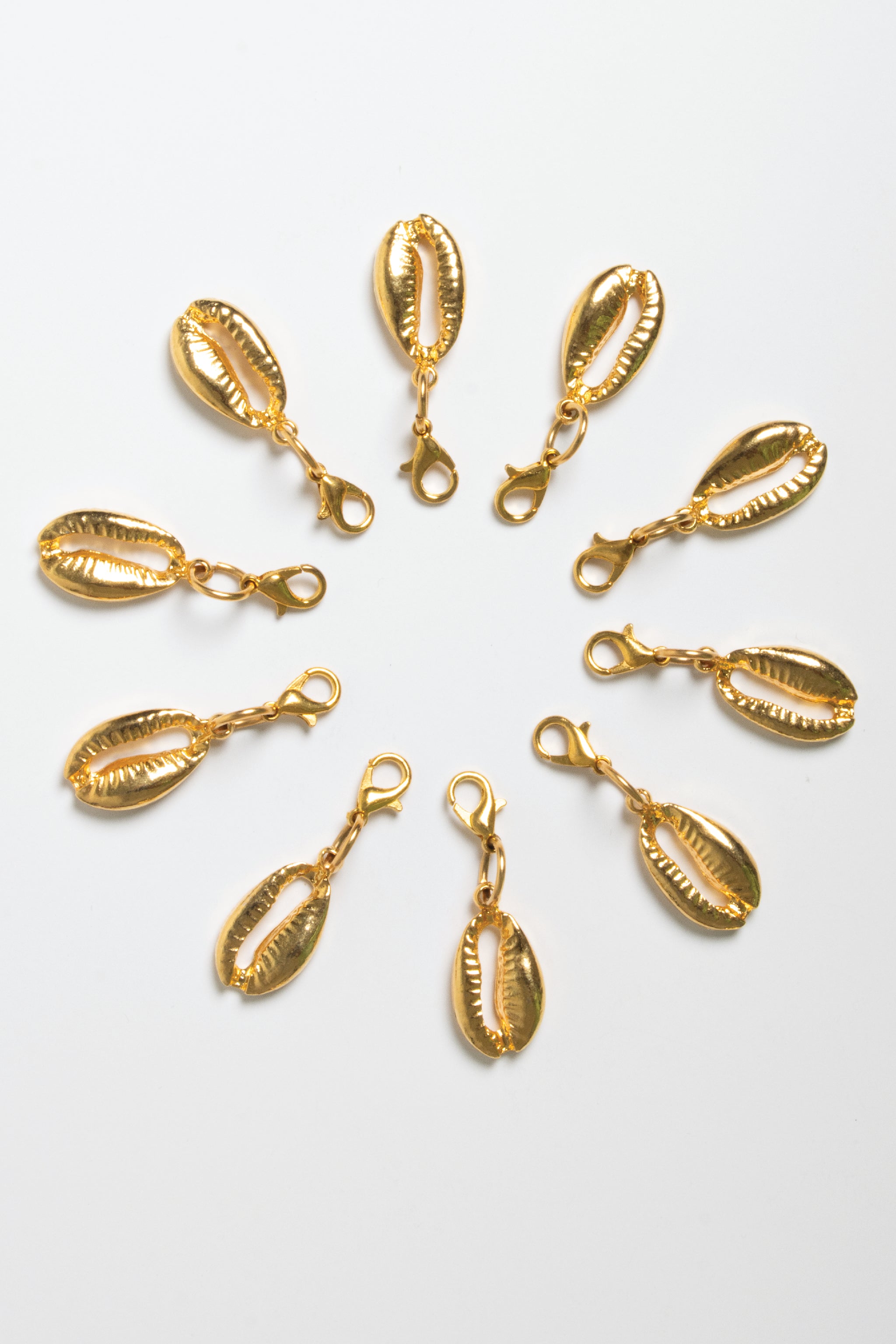 Gold Cowrie Shell Crochet Charms